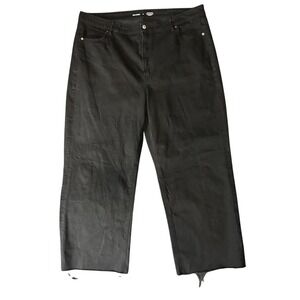 Old Navy Sky-Hi Wide Leg Extra High-Rise Black Raw Hem Jeans Plus Size 22